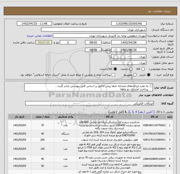 استعلام به علت ایرانکدهای مشابه حتما پیش فاکتور بر اساس فایل پیوستی صادر گردد .
پرداخت اعتباری دو ماهه
هماهنگی با آقای گودرزی الزامیست 09123138548