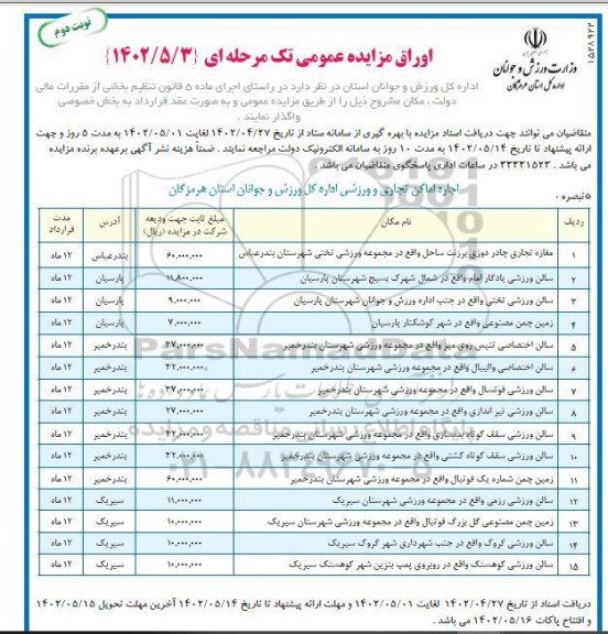 مزایده مغازه تجاری چادردوزی برزنت ...- نوبت دوم