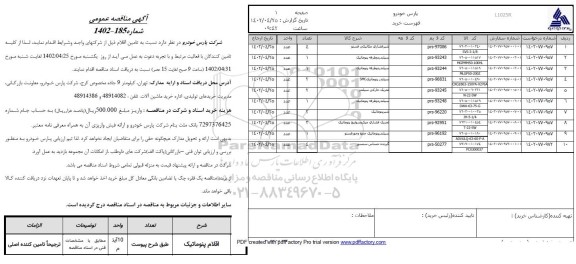 مناقصه اقلام پنوماتیک 