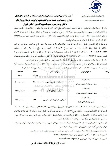 فراخوان عمومی شناسایی غرف و محل های تجاری و خدماتی و فست فود و کافی شاپها