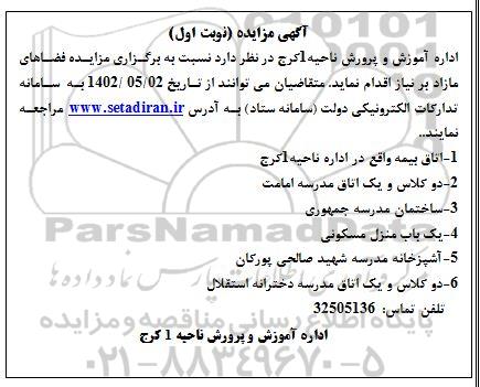 مزایده فضاهای مازاد