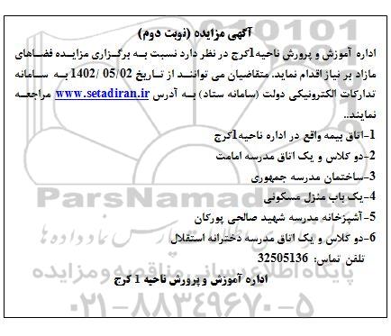 مزایده فضاهای مازاد - نوبت دوم