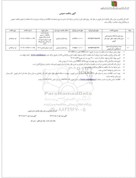 مناقصه زیرسازی و آسفالت راه روستایی ....