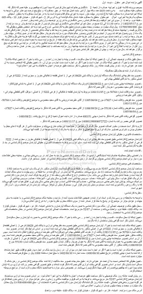 مزایده فروش ششدانگ یک دستگاه آپارتمان با پلاک ثبتی 19629 فرعی از 1 اصلی قطعه 3 تفکیکی مفروز و مجزی شده از 5222 فرعی از اصلی