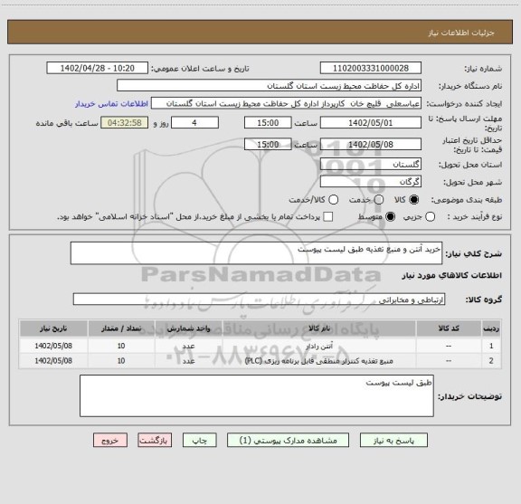 استعلام خرید آنتن و منبع تغذیه طبق لیست پیوست
