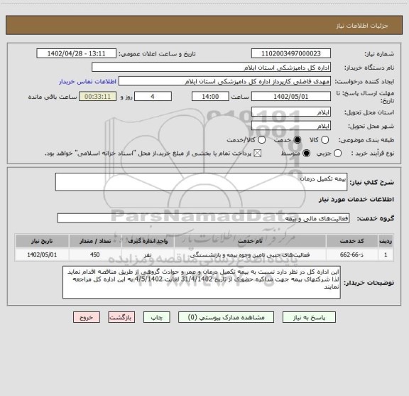 استعلام بیمه تکمیل درمان
