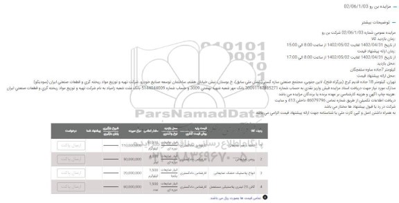 مزایده تخته درهم ضایعاتی...