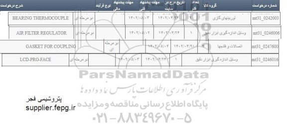 استعلام BEARING THERMOCOUPLE و...