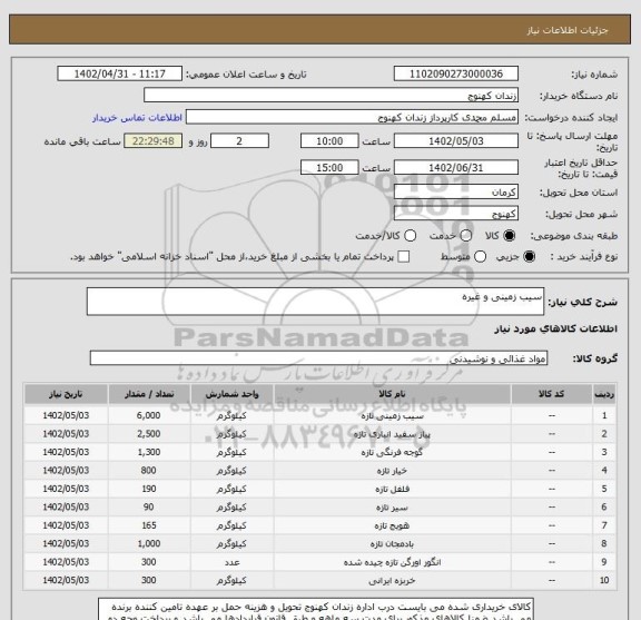 استعلام سیب زمینی و غیره
