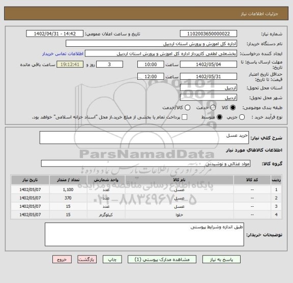 استعلام خرید عسل