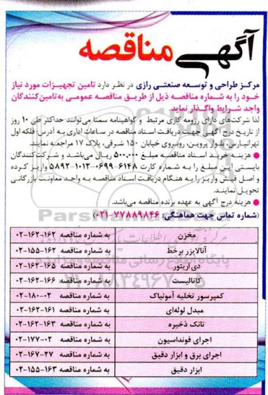 مناقصه انالایزر بر خط ......