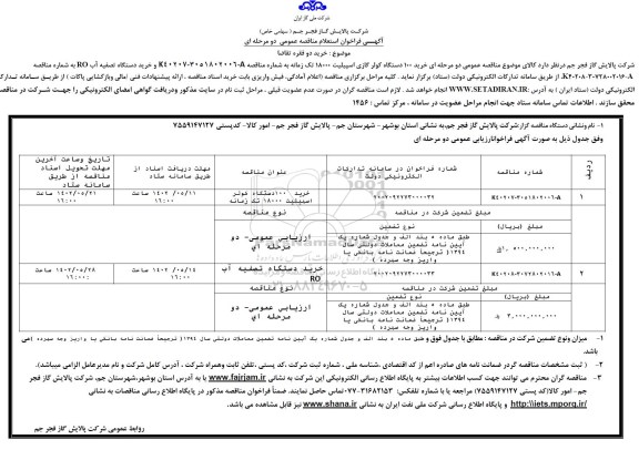 فراخوان استعلام مناقصه خرید 100 دستگاه کولر گازی اسپیلیت ...