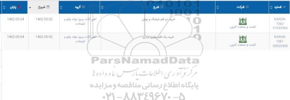 استعلام خرید دو قلم شیلنگ و بوش...