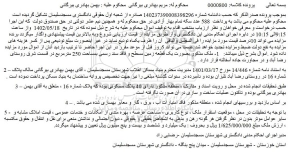مزایده فروش ملک 