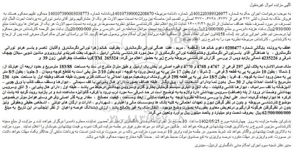 مزایده فروش ملک 