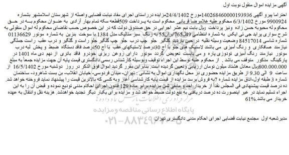 مزایده سواری پراید جی تی ایکس
