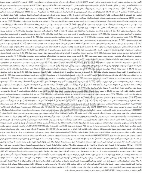 مزایده ششدانگ یک دستگاه آپارتمان مسکونی