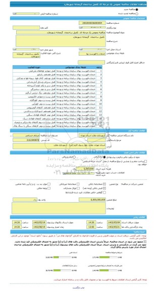 مناقصه، مناقصه عمومی یک مرحله ای  تکمیل ساختمان  گرمخانه شهرملارد