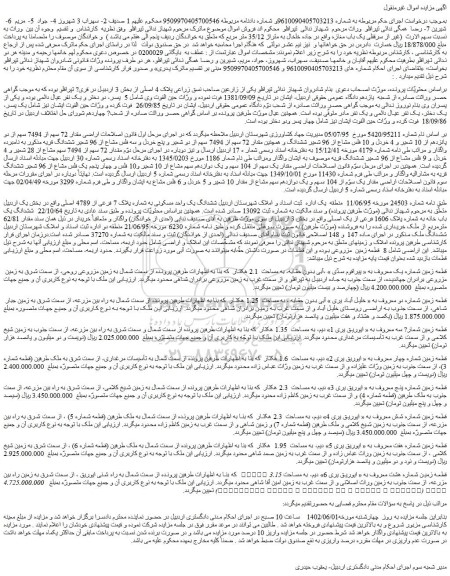 مزایده فروش مقدار 72 سهم از 7494 سهم از دو پانزدهم از 10 شعیر و 4 خردل و 10 فلس مشاع از 96 شعیر ششدانگ و همچنین مقدار 72 سهم از 7494 سهم از دو شعیر 