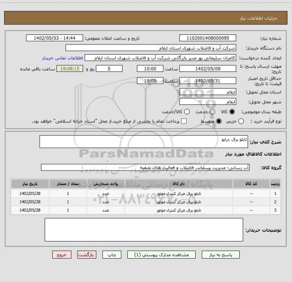 استعلام تابلو برق درایو