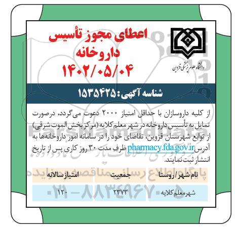 اعطای مجوز تاسیس داروخانه 