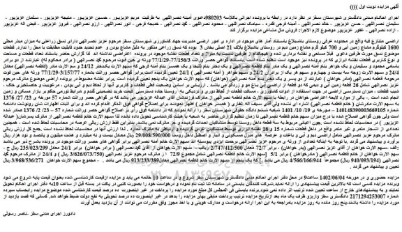 مزایده فروش اراضی