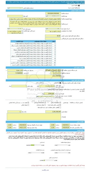 مناقصه، مناقصه عمومی همزمان با ارزیابی (یکپارچه) یک مرحله ای عملیات بازنگری، مرمت و ایمن سازی پروژه پخش سیلاب و تغذیه مصنوعی مهدی آباد فسا