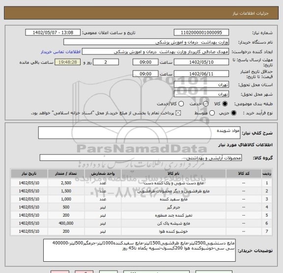 استعلام مواد شوینده