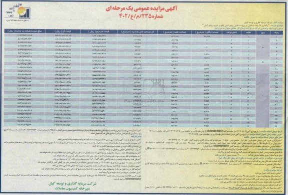 مزایده واگذاری 26 واحد مسکونی در پروژه مسکونی