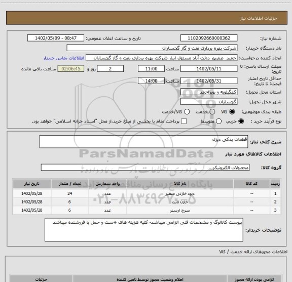 استعلام قطعات یدکی دیزل