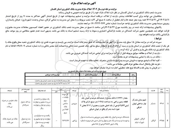 مزایده املاک مازاد