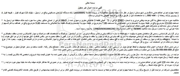 مزایده فروش یک دستگاه آپارتمان مسکونی 