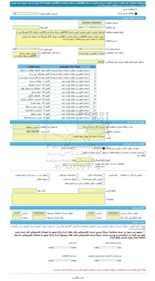 مناقصه، فراخوان ارزیابی کیفی ارزیابی کیفی اجرای 6000متر شبکه پراکنده و 200عدد علمک 3/4 اینچ و5 عدد علمک یک اینچی پراکنده درسطح شهر و روستاهای شهرستان ازنا