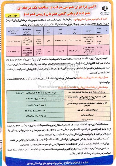 فراخوان مناقصه احداث 172 واحدی ..