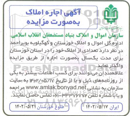 مزایده اجاره املاک