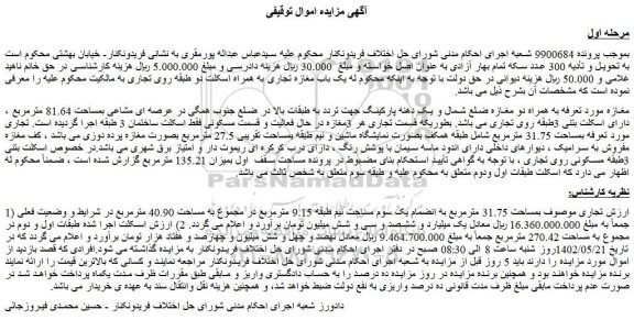 مزایده فروش مغازه