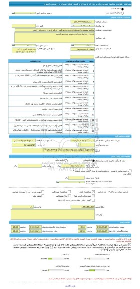 مناقصه، مناقصه عمومی یک مرحله ای بازسازی و تکمیل شبکه شهری و روستایی کهنوج