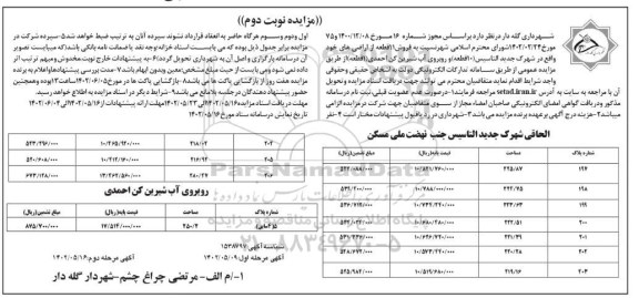 مزایده فروش 11 قطعه از اراضی - نوبت دوم مرحله دوم