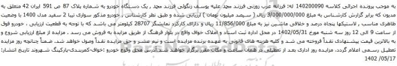 مزایده سواری تیبا 2 سفید مدل 1400