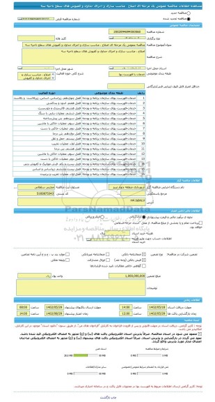 مناقصه، مناقصه عمومی یک مرحله ای اصلاح ، مناسب سازی و اجرای جداول و کفپوش های سطح ناحیه سه