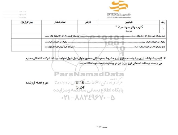 استعلام گلوب والو جوشی 2