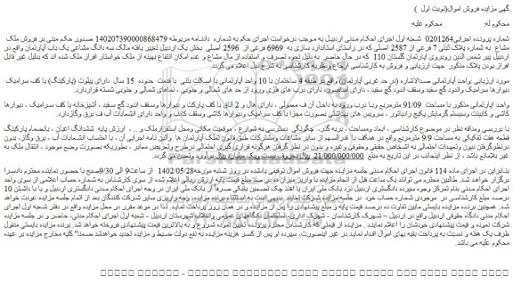 مزایده فروش واحد آپارتمانی 