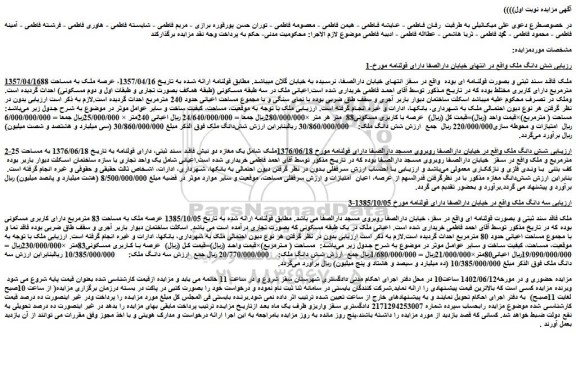 مزایده فروش شش دانگ ملک
