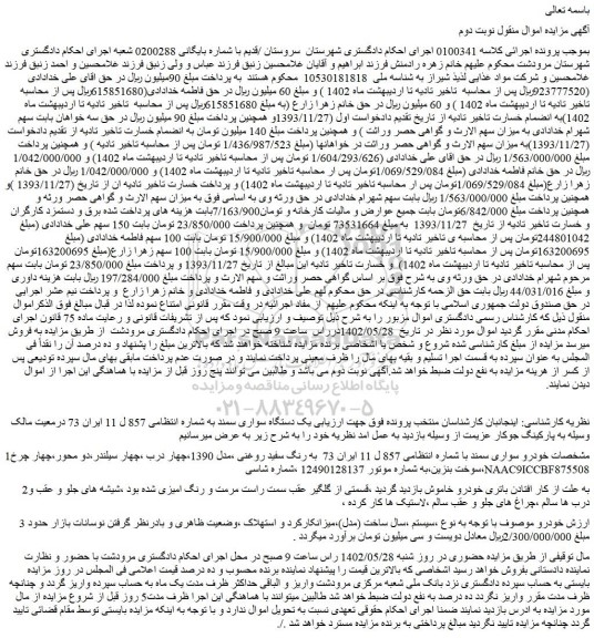مزایده فروش سهام
