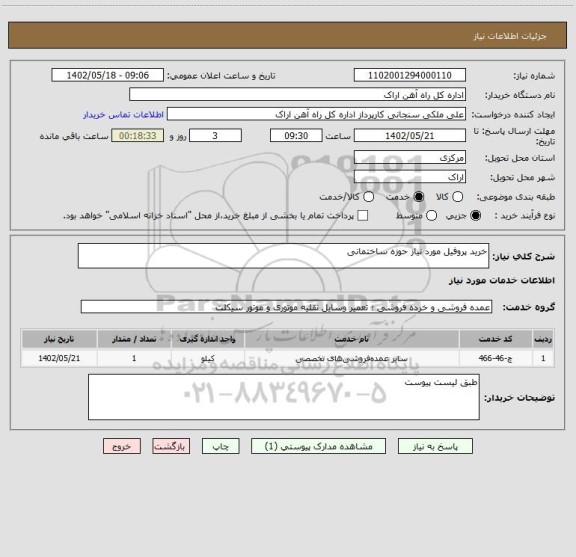 استعلام خرید پروفیل مورد نیاز حوزه ساختمانی