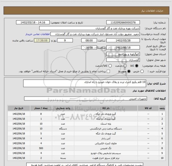 استعلام 10 قلم پکیج کنترل تردد و پلاک خوان خودرو با راه اندازی