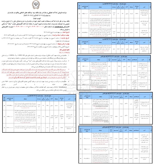 مزایده فروش املاک تملیکی و مازاد - نوبت دوم