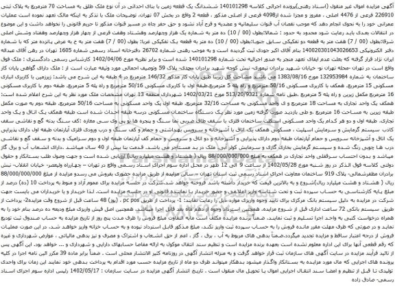 مزایده ششدانگ یک قطعه زمین