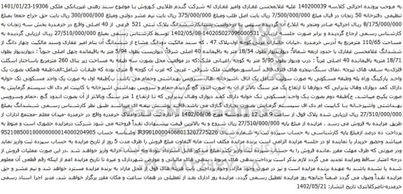 مزایده ششدانگ پلاک ثبتی 521 فرعی از 40 اصلی