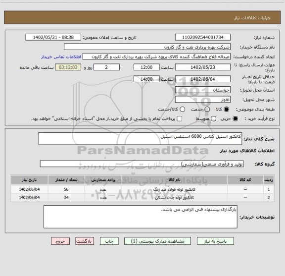 استعلام کانکتور استیل کلاس 6000 استنلس استیل